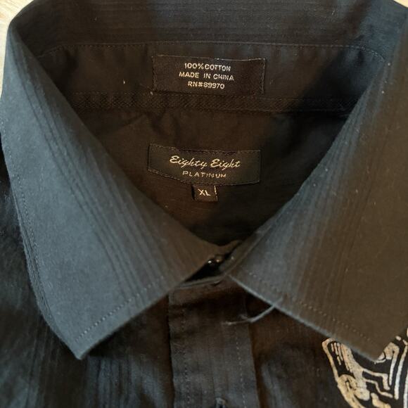 Vintage Eighty Eight Button Long‎ Sleeve Shirt Griffin Grunge Goth Y2K Mens XL - Picture 4 of 9